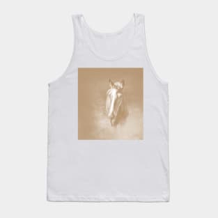 Horse emerging from the mist in iced coffee beige Tank Top